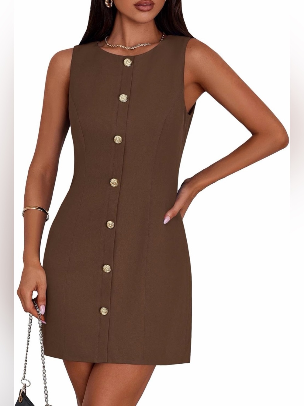 NWT Brown a-line sleeveless cocktail dress- size med/8-10
